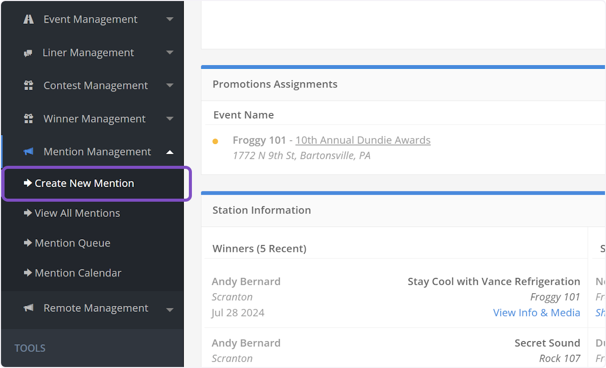 Click on Create New Mention