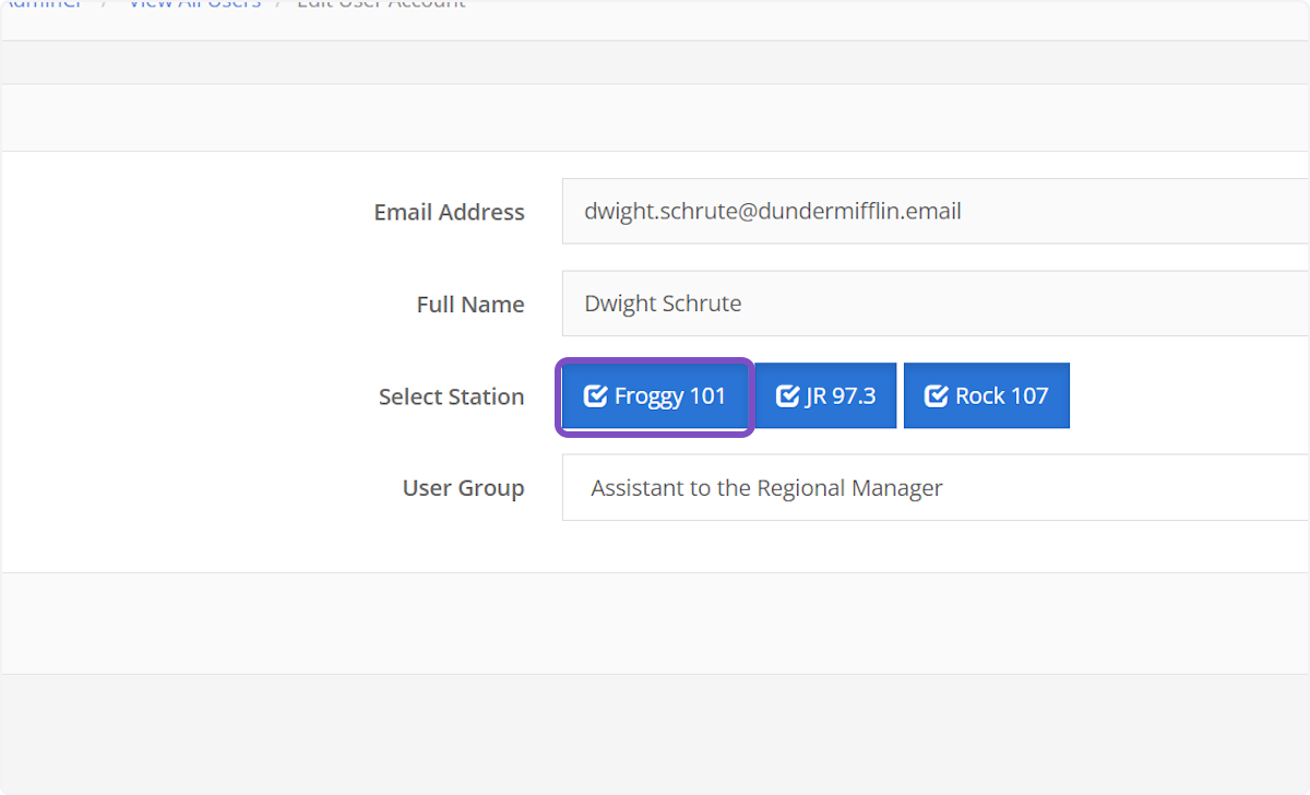 To change any stations, check/uncheck the station names.