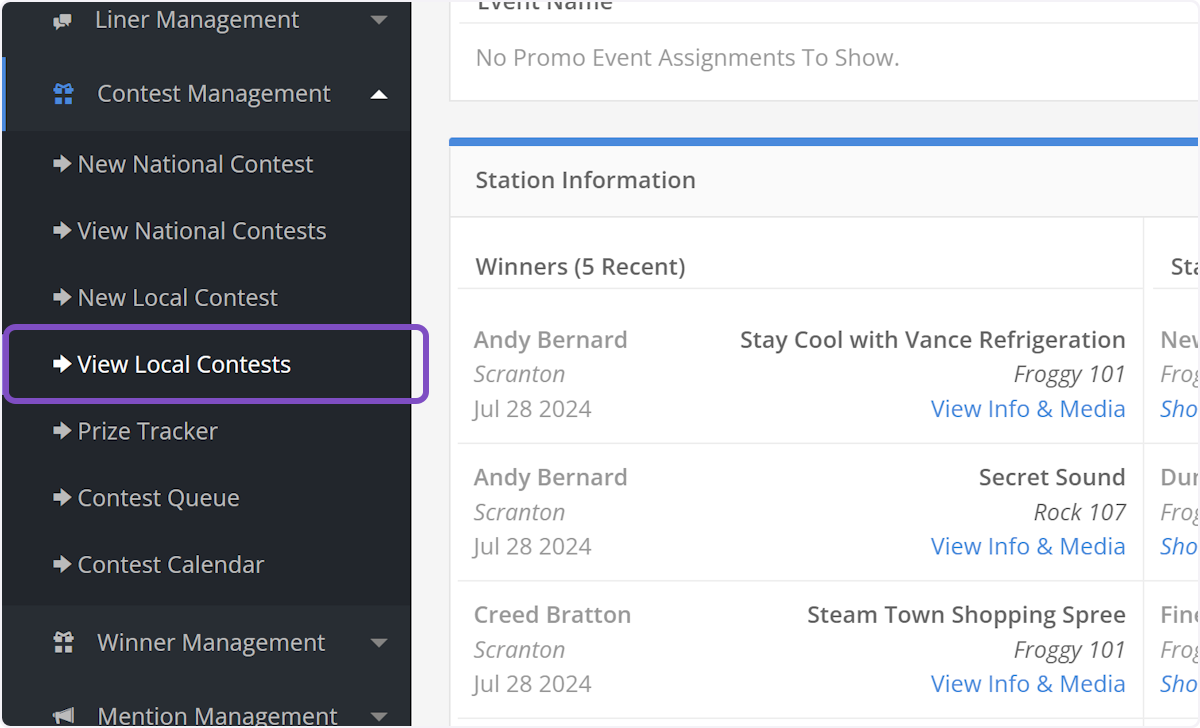 Click on View Local Contests
