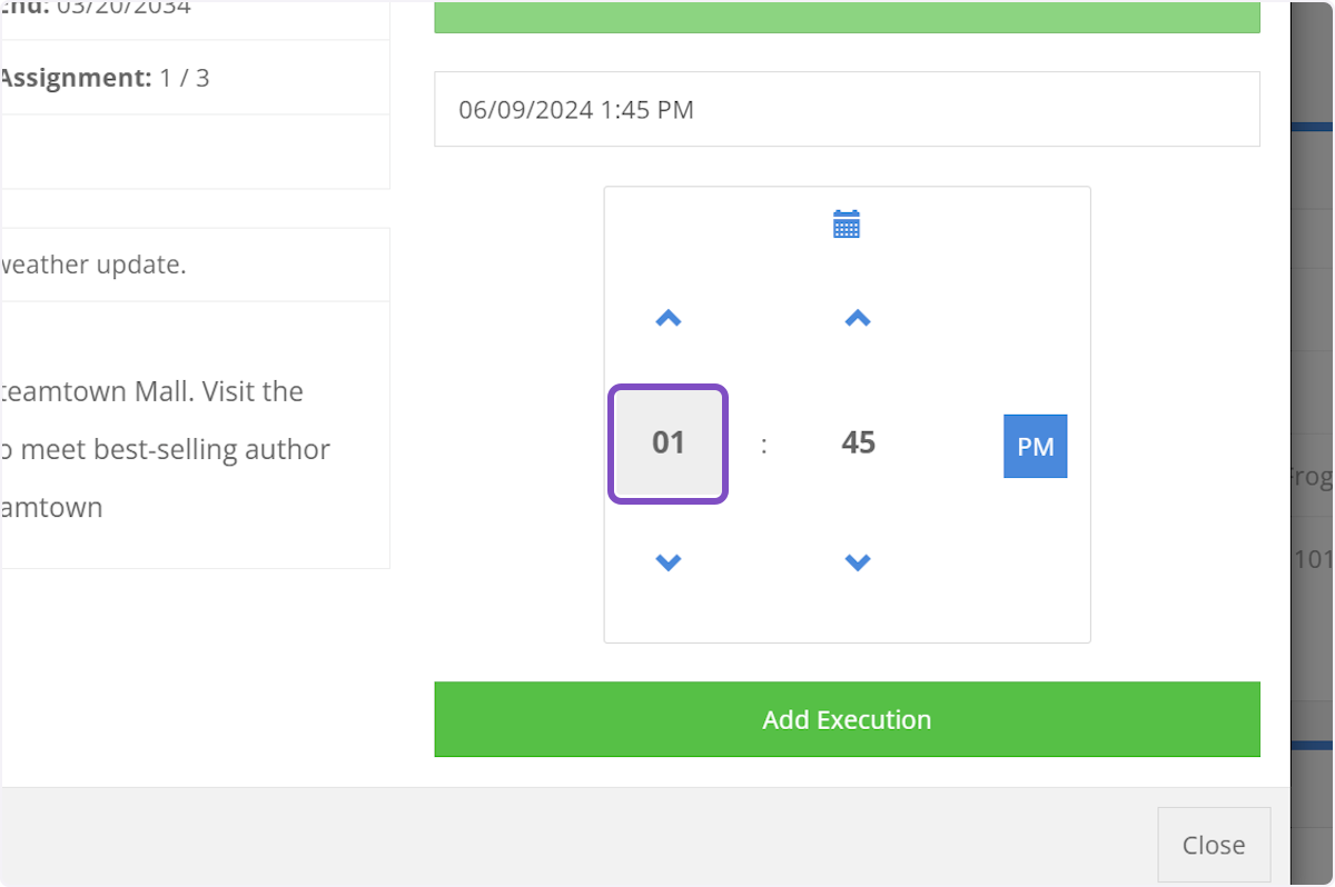 Change the hour by clicking on the number on the left.