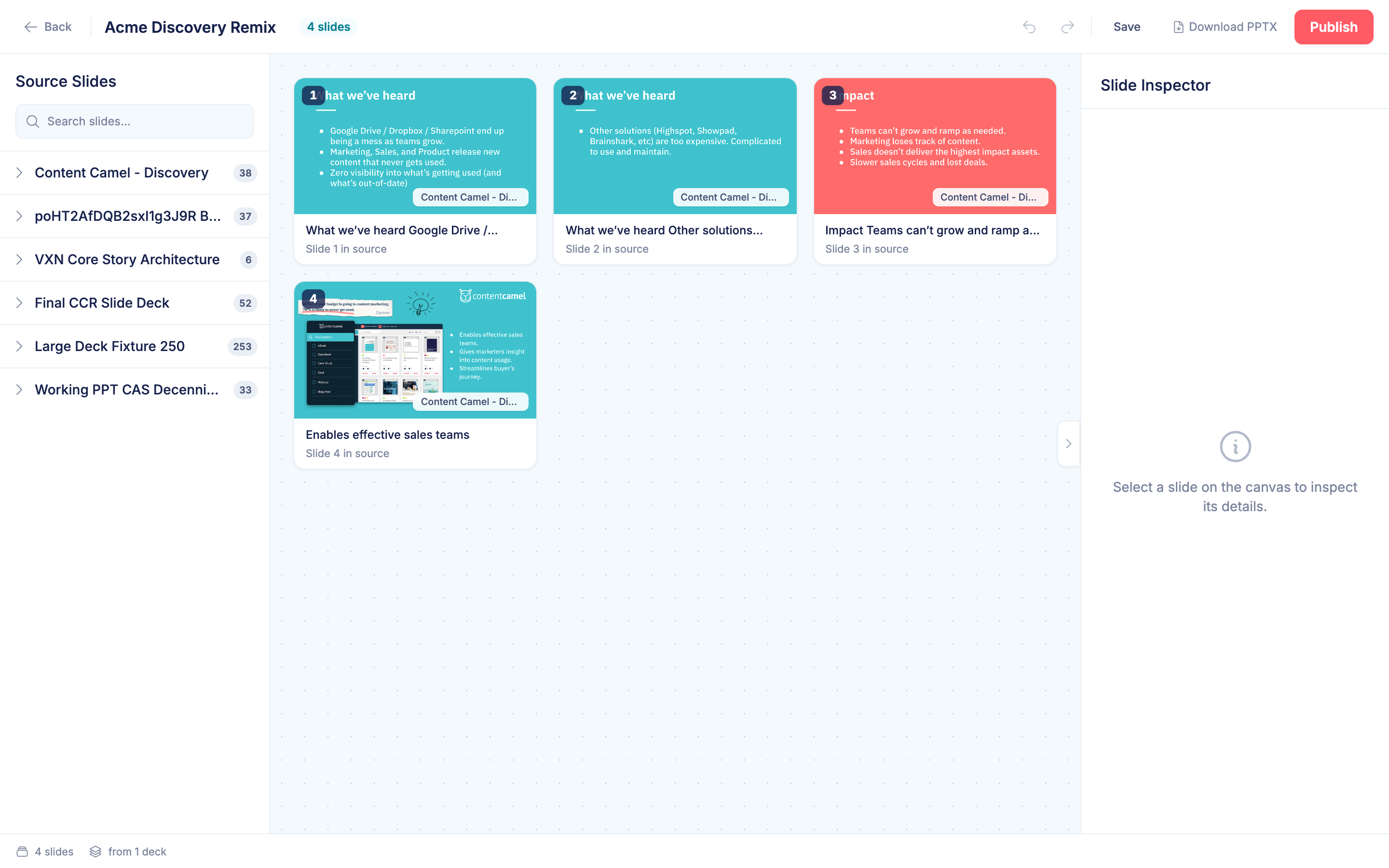 Published deck in the composer with Copy Share Link